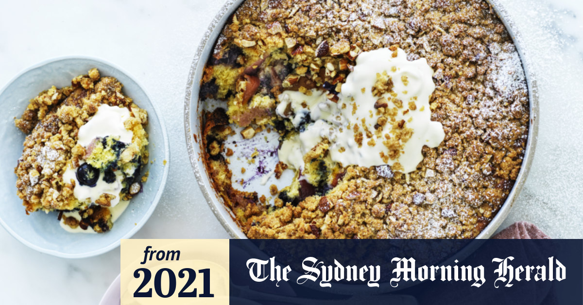 Helen Goh dessert recipe nectarine and blueberry crumble cake